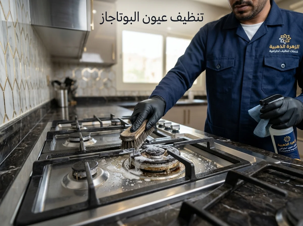 فني ينظف شعلات فرن الغاز المسدودة في الجبيل